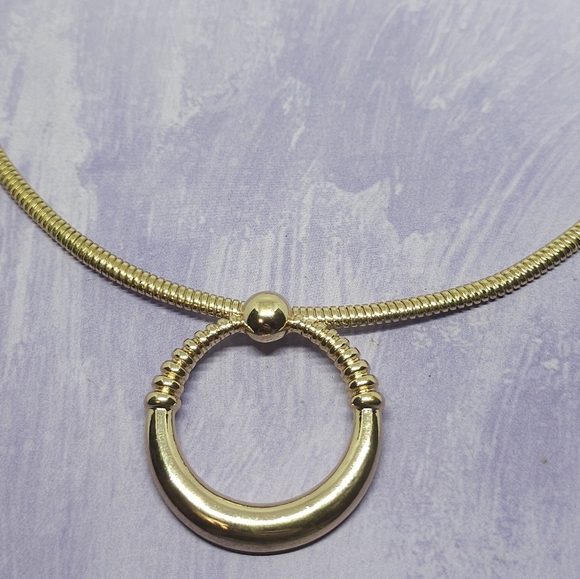 Monet Gold Tone Necklace with Circular Pendant - Picture 3 of 7